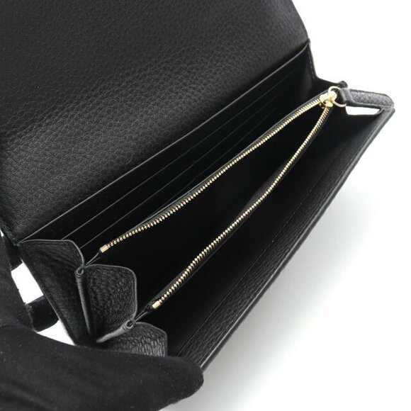 Gucci GG Emblem Continental Wallet Leather Bifold Long Black - Picture 3 of 4